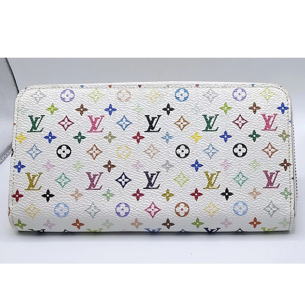 Louis Vuitton x Takashi Murakami White & Multicolor Monogram Zippy Wallet EUC
